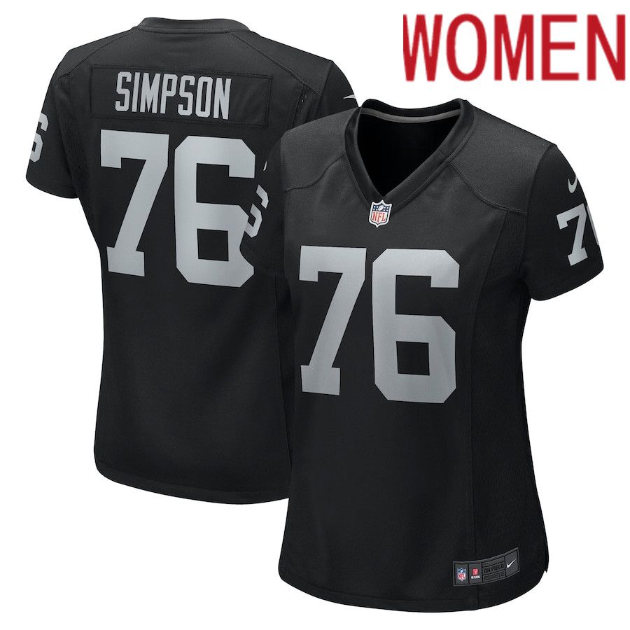 Women Oakland Raiders 76 John Simpson Nike Black Game NFL Jersey